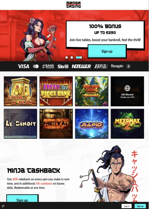 Hauptspiel Auswahl Portal Manga Manga Casino